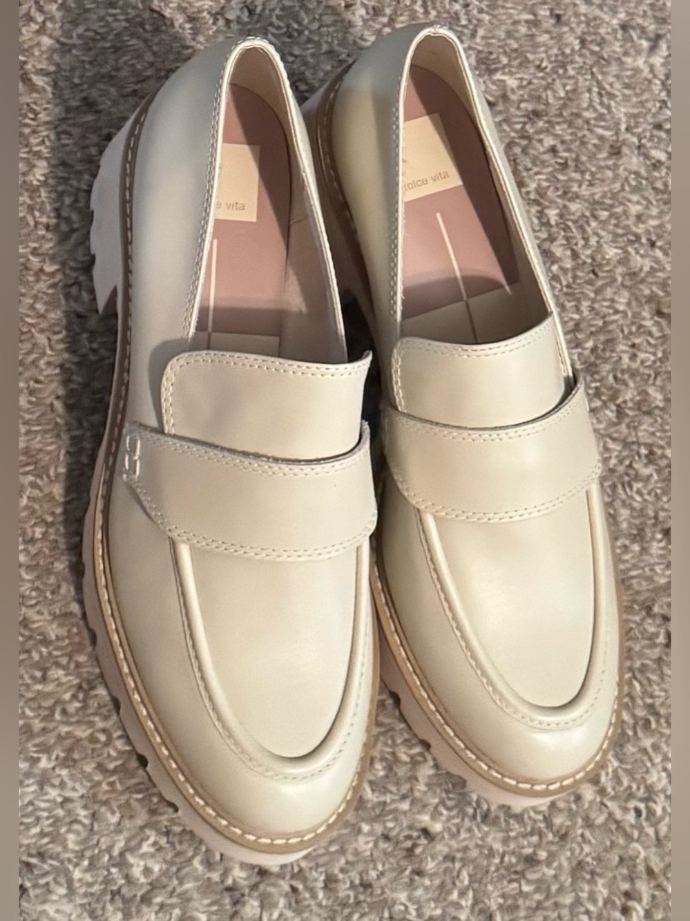 Dolce Vita Halona Loafers in Ivory Leather - Picture 3 of 5